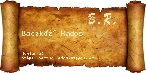 Baczkó Rados névjegykártya